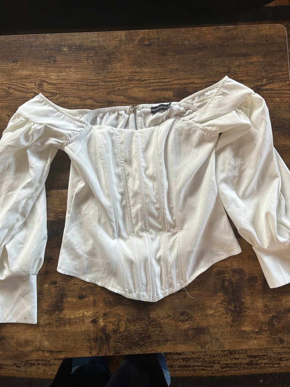 PrettyLittleThing White Off-Shoulder Corset Top